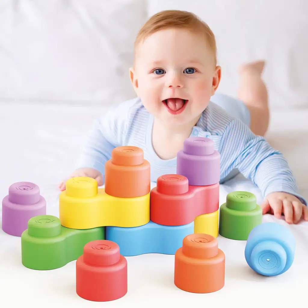 imagen de Quercetti: Momy Soft 12 piezas set de bloques suaves 2