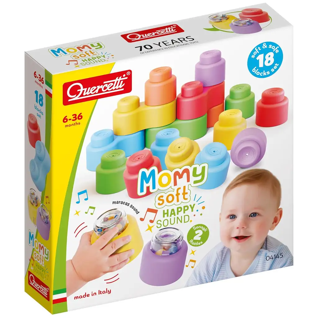 imagen de Quercetti: Momy Soft set de bloques de construcción suaves y sonoros de 18 piezas 1