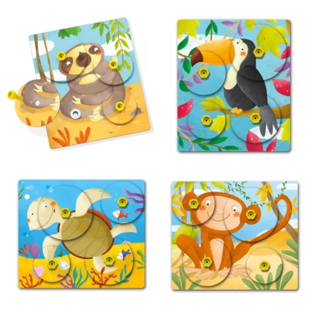 imagen de Quercetti: Montessori Giro set de puzzle de 4 piezas de animales 2