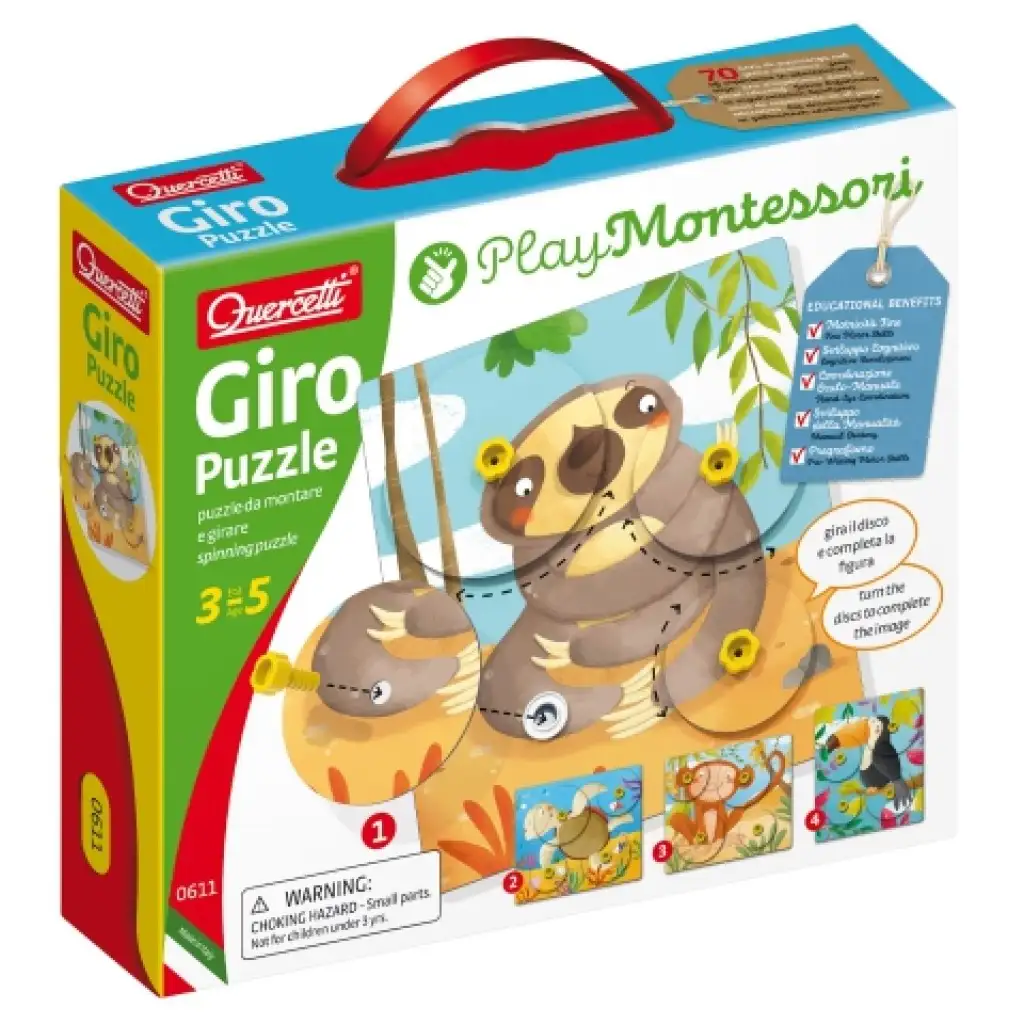 imagen de Quercetti: Montessori Giro set de puzzle de 4 piezas de animales 1