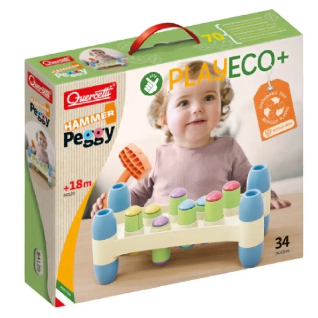 imagen de Quercetti: Play Eco Peggy Juego de Habilidad con Martillo 1