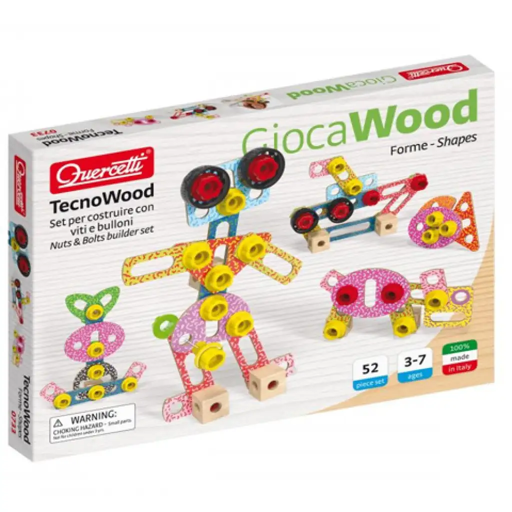 imagen de Quercetti: Techo Maxi Figuras y formas juego de construcción de madera 1