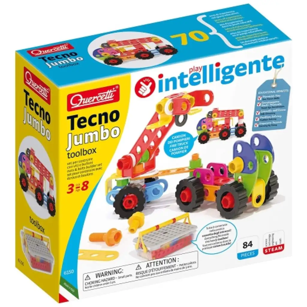 imagen de Quercetti: Tecno Jumbo set de juguetes de construcción de máquinas 84 piezas 5