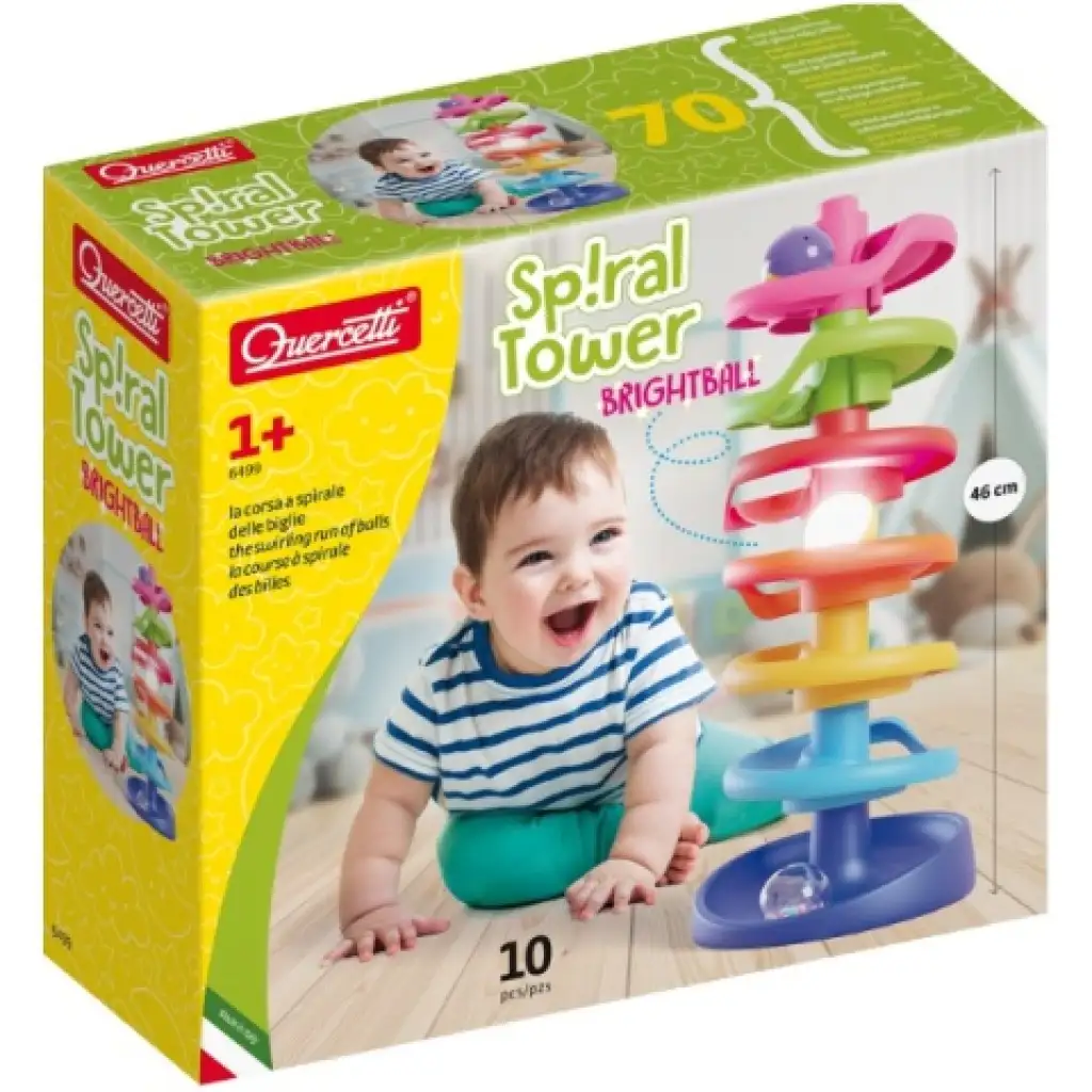 imagen de Quercetti: Torre Espiral pista de bolas para bebés con bola luminosa 1