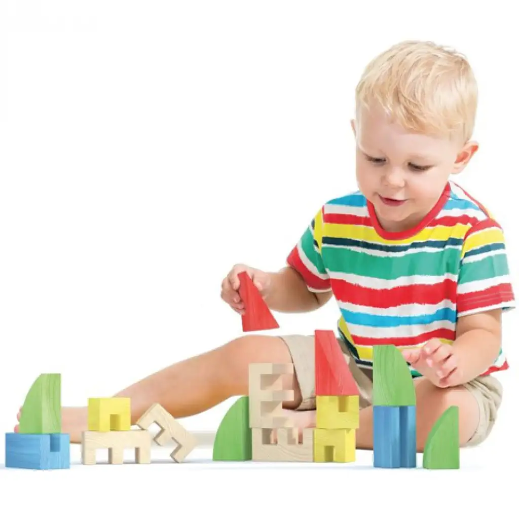 imagen de Quercetti: ToyTown Basic 15 piezas de juego de construcción de madera 3