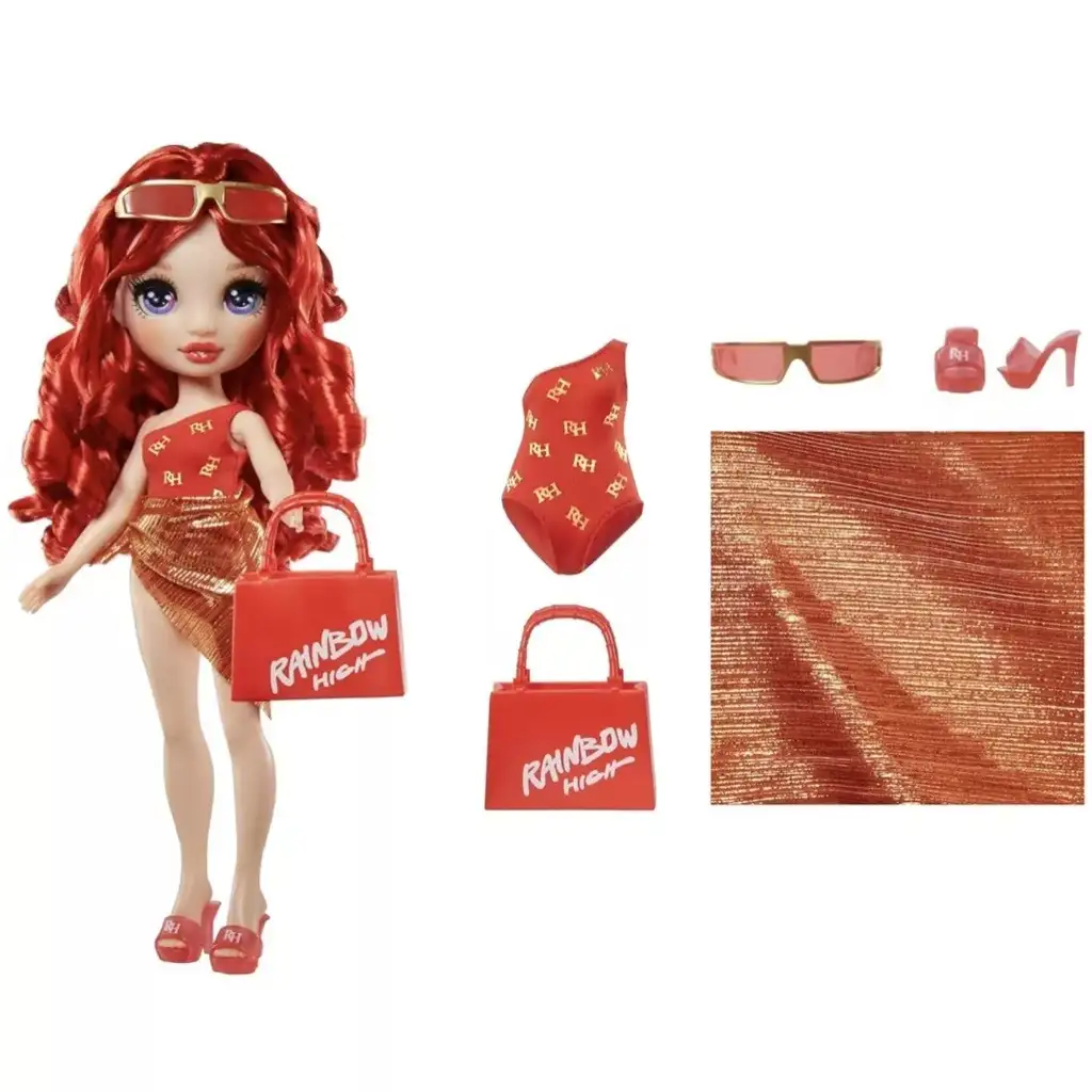 imagen de Rainbow High: Muñeca de moda Ruby para vestir de playa 3