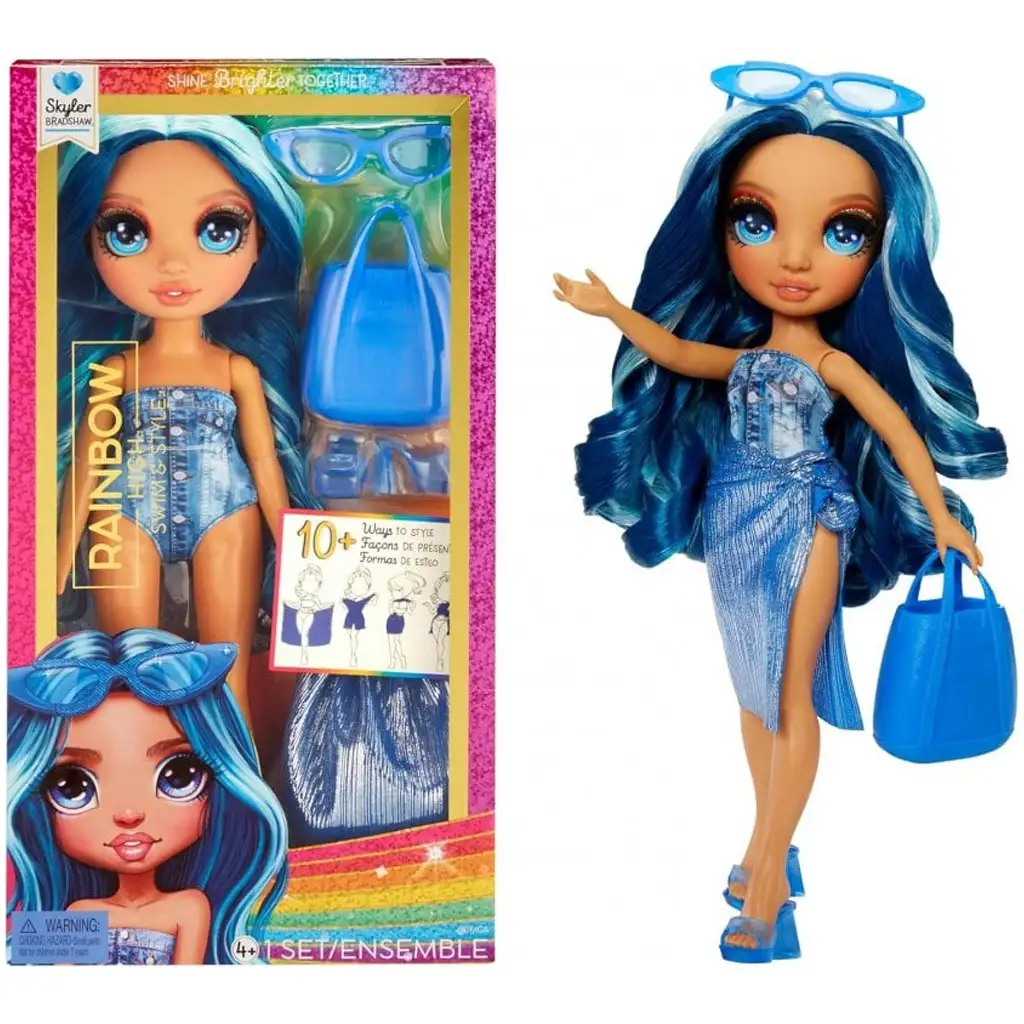 imagen de Rainbow High: Muñeca de moda Skyler para vestir en la playa 1