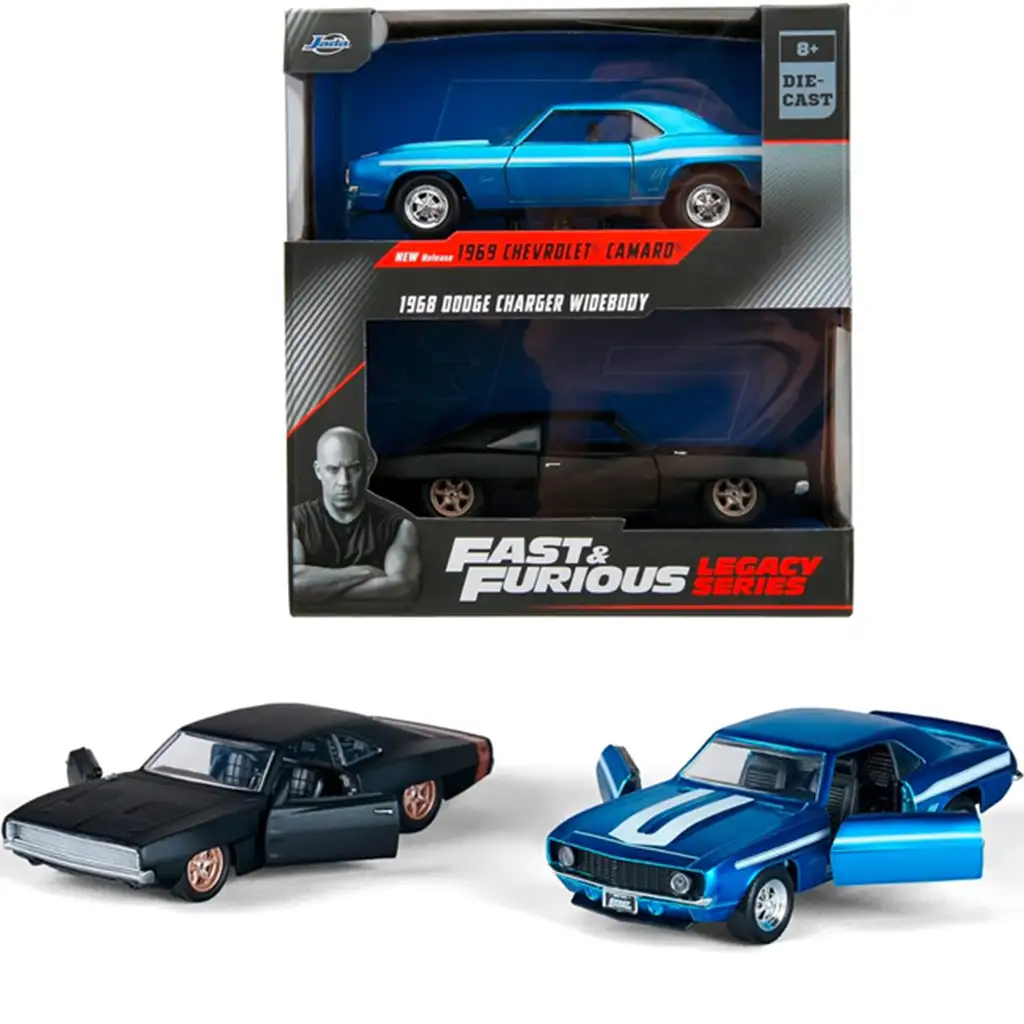 imagen de Rápido y Furioso: Paquete de 2 coches 1969 Chevrolet Camaro y 1968 Dodge Charger Widebody a escala 1/32 - Jada Toys 1