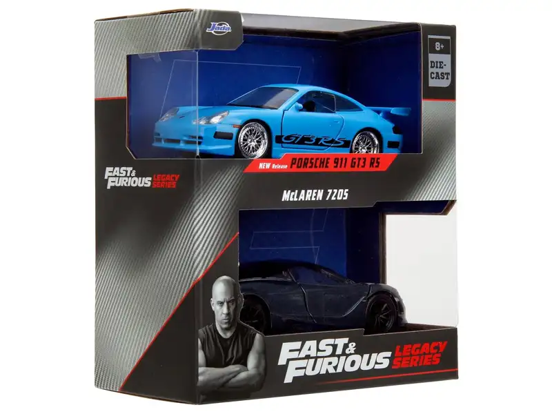 imagen de Rápido y Furioso: Paquete de 2 Porsche 911 GT3 RS y McLaren 720S a escala 1/32 - Jada Toys 1