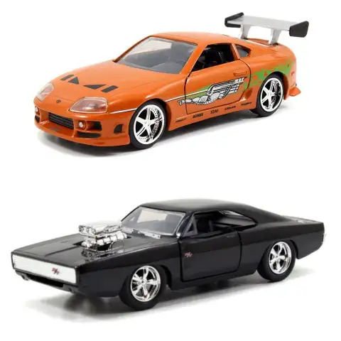 imagen de Rápido y Furioso: Paquete Doble Dodge Charger R/T y Toyota Supra Vehículos de Metal 1/32 - Simba Toys 2