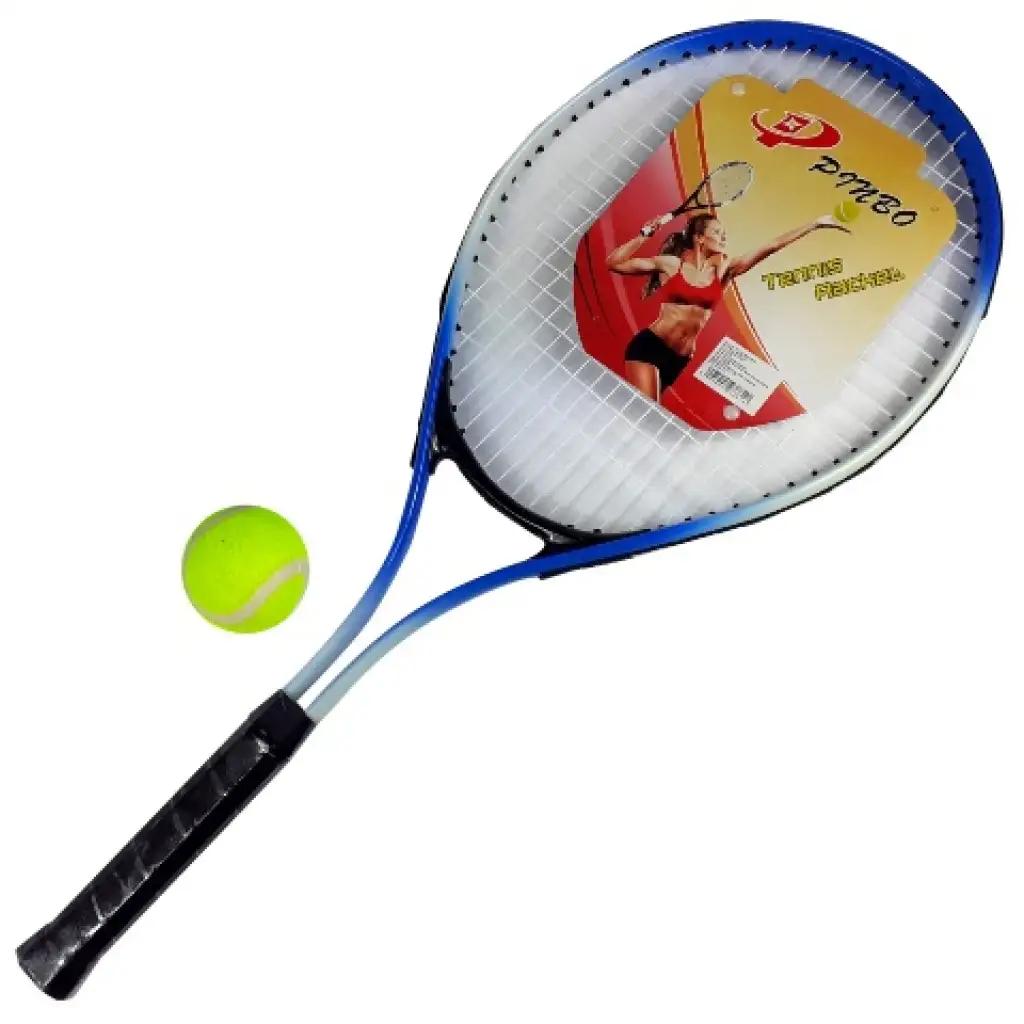 imagen de Raqueta de tenis de metal de 63 cm de PinBo con pelota de tenis en bolsa de transporte 2