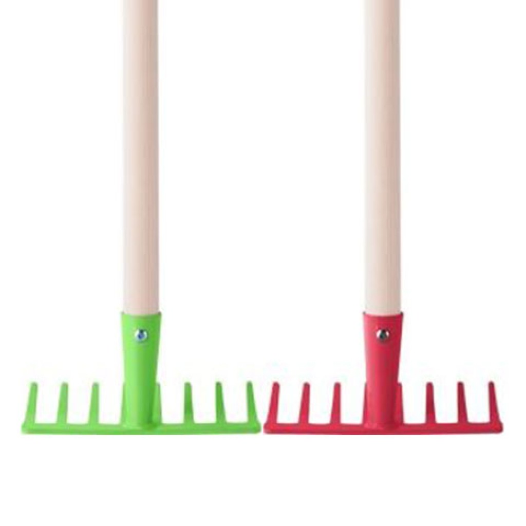 imagen de Rastrillo de jardín de 75 cm con mango de madera en varios colores 1 ud - Woodyland 1