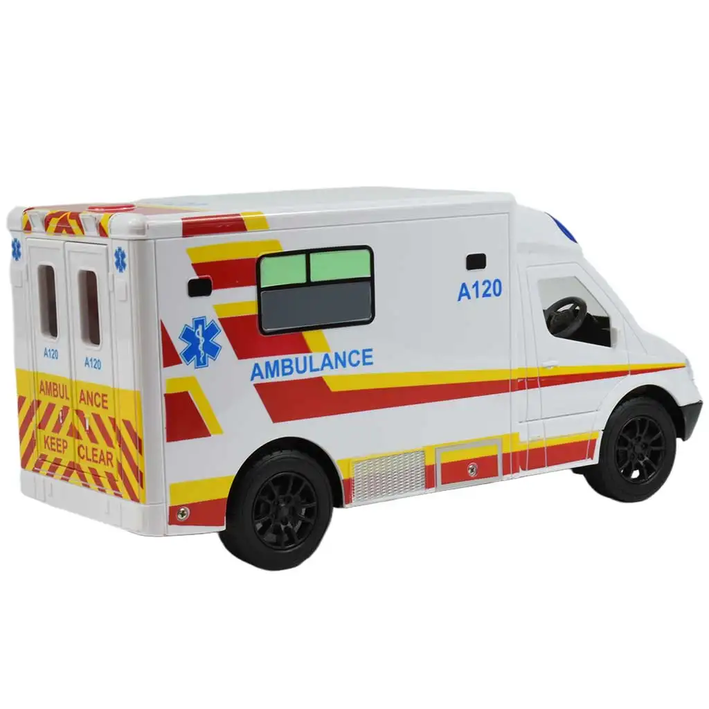 imagen de RC Ambulancia blanca a control remoto con efectos de luz 2,4GHz escala 1/12 30cm 2