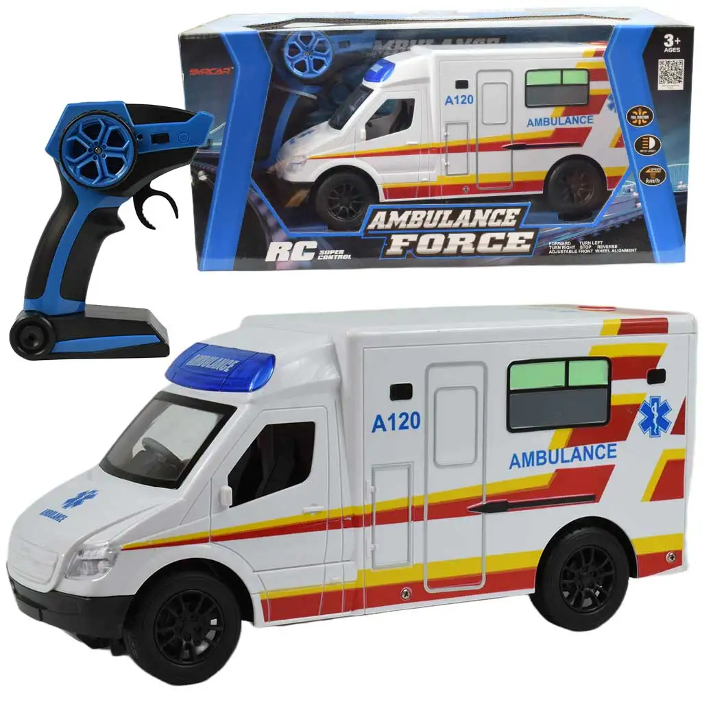 imagen de RC Ambulancia blanca a control remoto con efectos de luz 2,4GHz escala 1/12 30cm 1