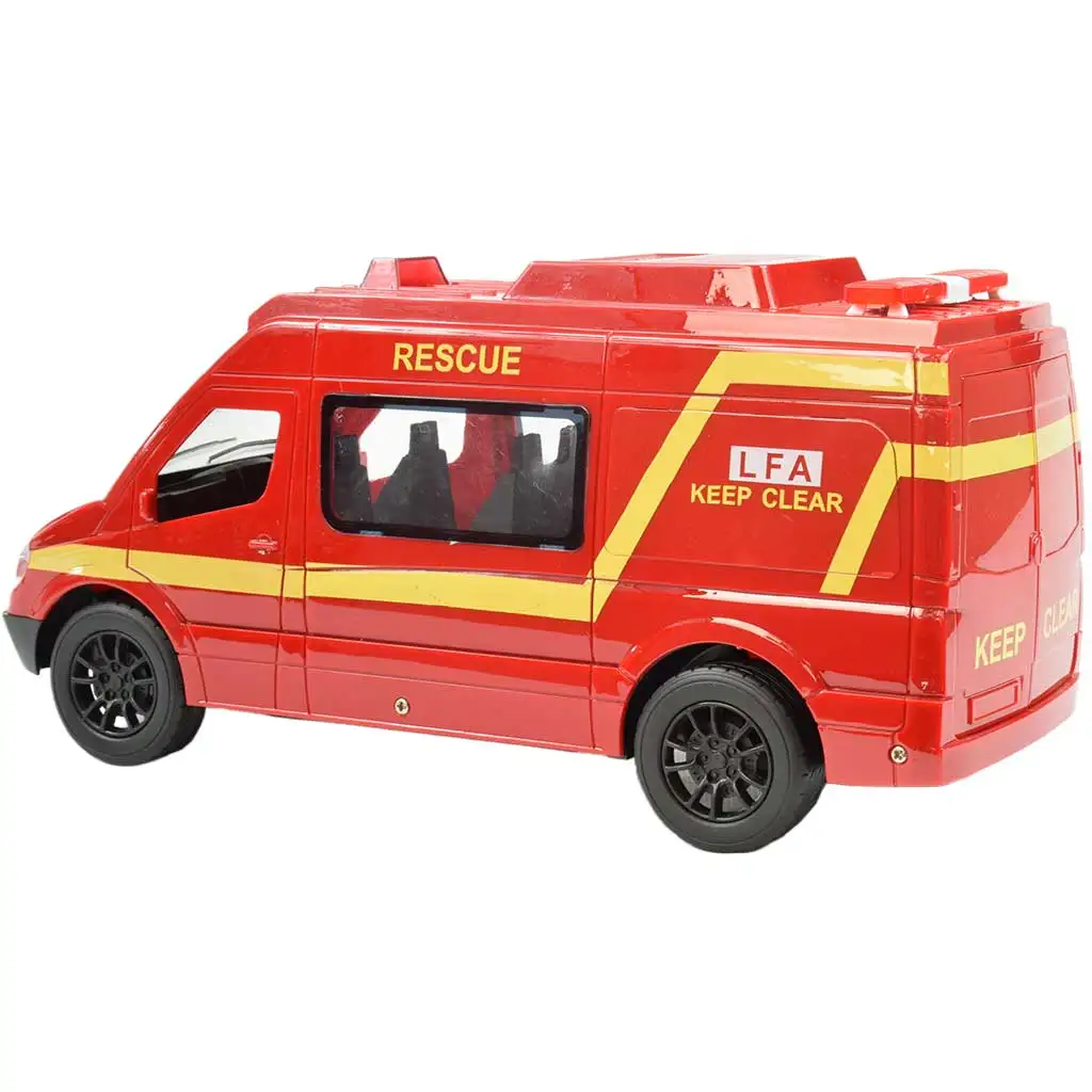 imagen de RC Autobús de bomberos rojo a control remoto con efectos de luz 2,4GHz escala 1/12 30cm 3