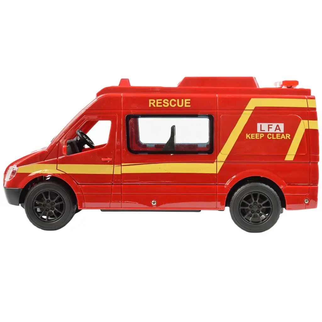 imagen de RC Autobús de bomberos rojo a control remoto con efectos de luz 2,4GHz escala 1/12 30cm 4
