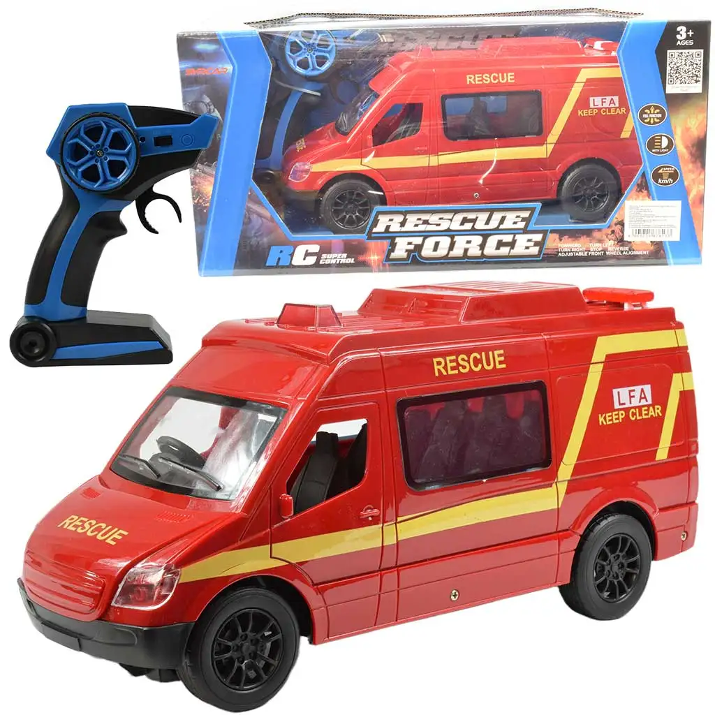 imagen de RC Autobús de bomberos rojo a control remoto con efectos de luz 2,4GHz escala 1/12 30cm 1