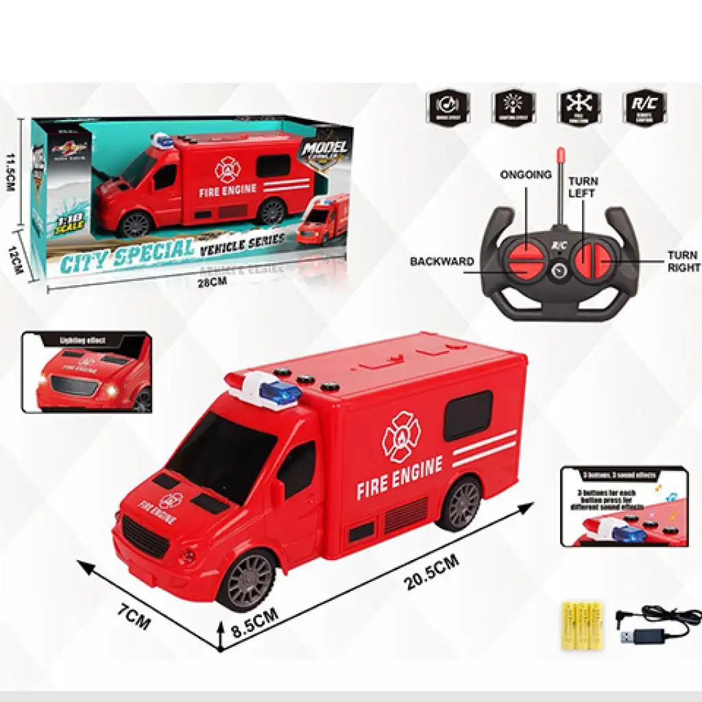 imagen de RC Autobús de bomberos teledirigido con efectos de luz y sonido escala 1:18 20cm 5