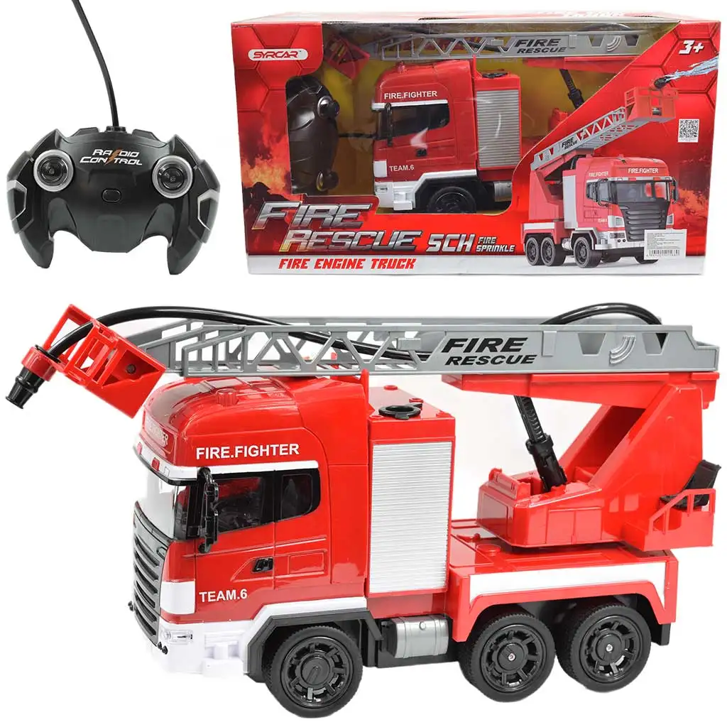 imagen de RC Camión de bomberos con cesta elevadora a control remoto con cañón de agua escala 1/24 27 MHz 30cm 1