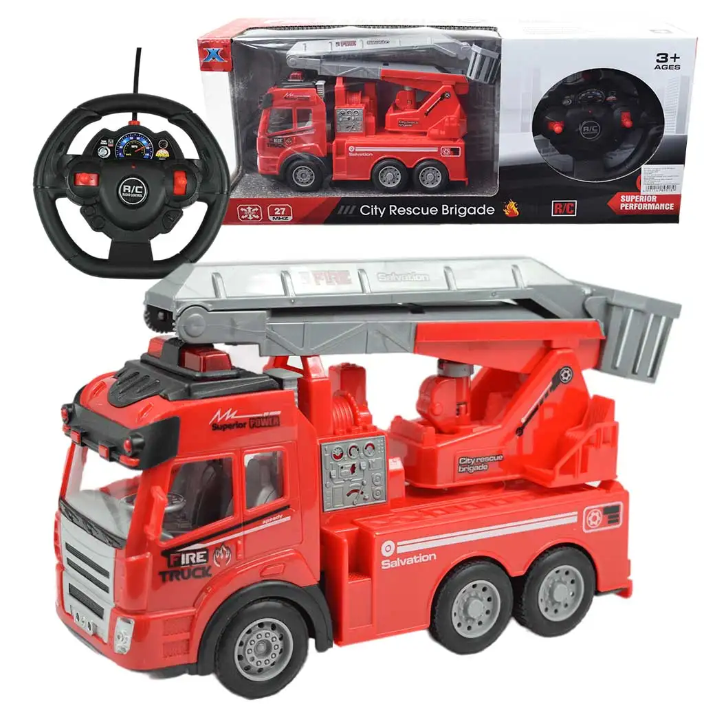 imagen de RC Camión de bomberos con cesta elevadora a control remoto con efectos de luz 1/43 escala 27 MHz 21cm 1