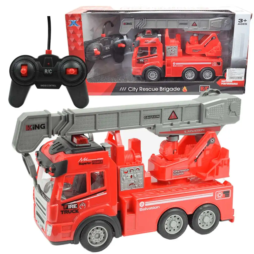 imagen de RC Camión de bomberos con grúa a control remoto con efectos de luz 1/43 27 MHz 20cm 1