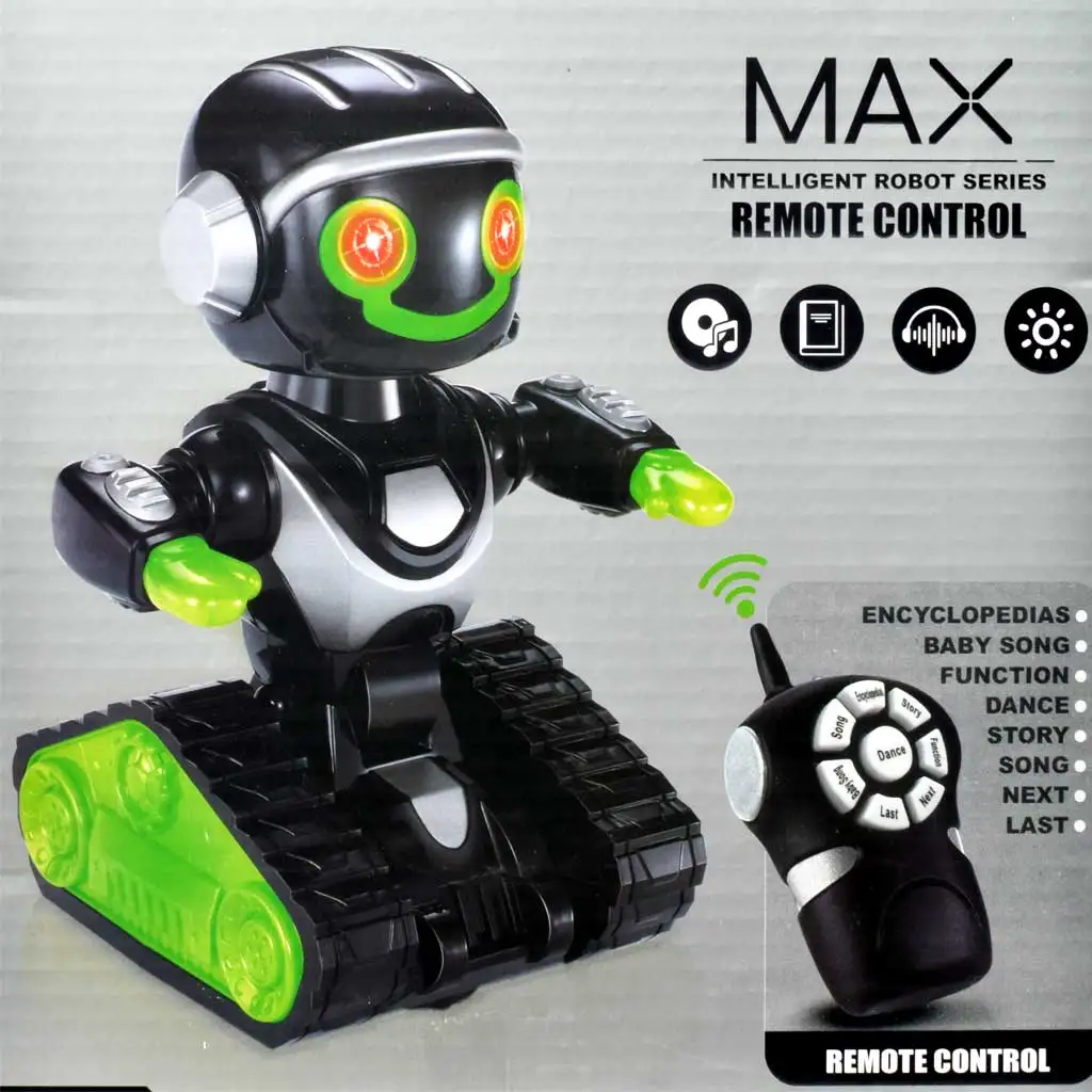 imagen de RC MacroBot interactivo a control remoto en color negro-verde con luz y sonido de 20cm 4