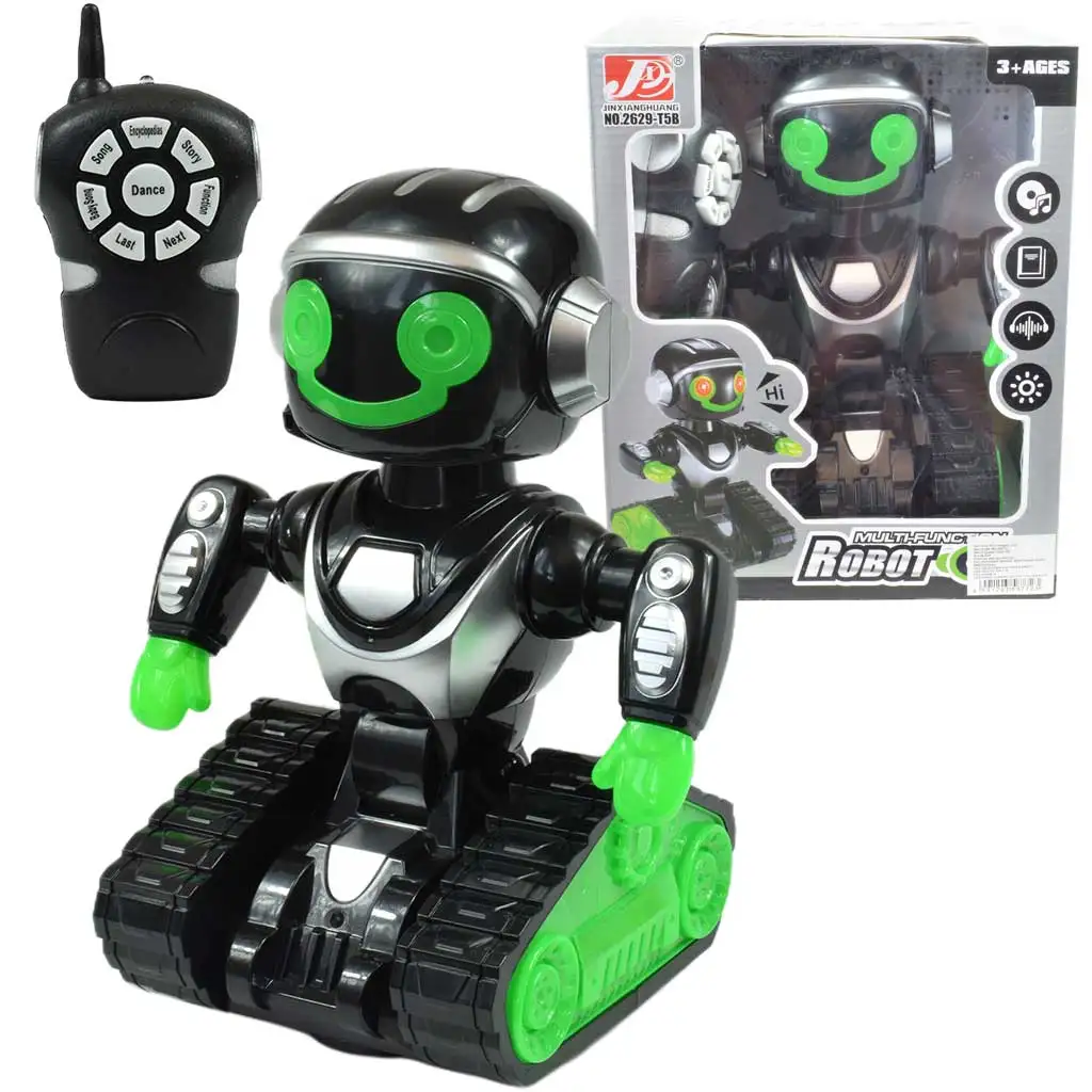 imagen de RC MacroBot interactivo a control remoto en color negro-verde con luz y sonido de 20cm 1
