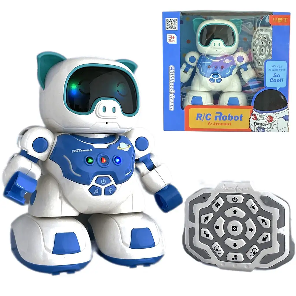 imagen de RC Robot de baile interactivo con control remoto en forma de cerdo con efectos de luz y sonido de 20 cm 1