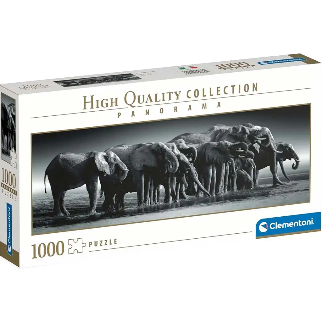 imagen de Rebaño de Elefantes HQC 1000 piezas Puzzle Panorámico - Clementoni 1