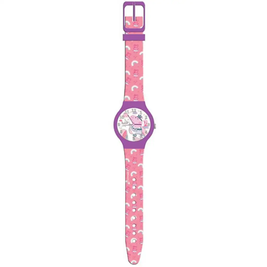 imagen de Reloj analógico rosa de Peppa Pig en caja de metal 1