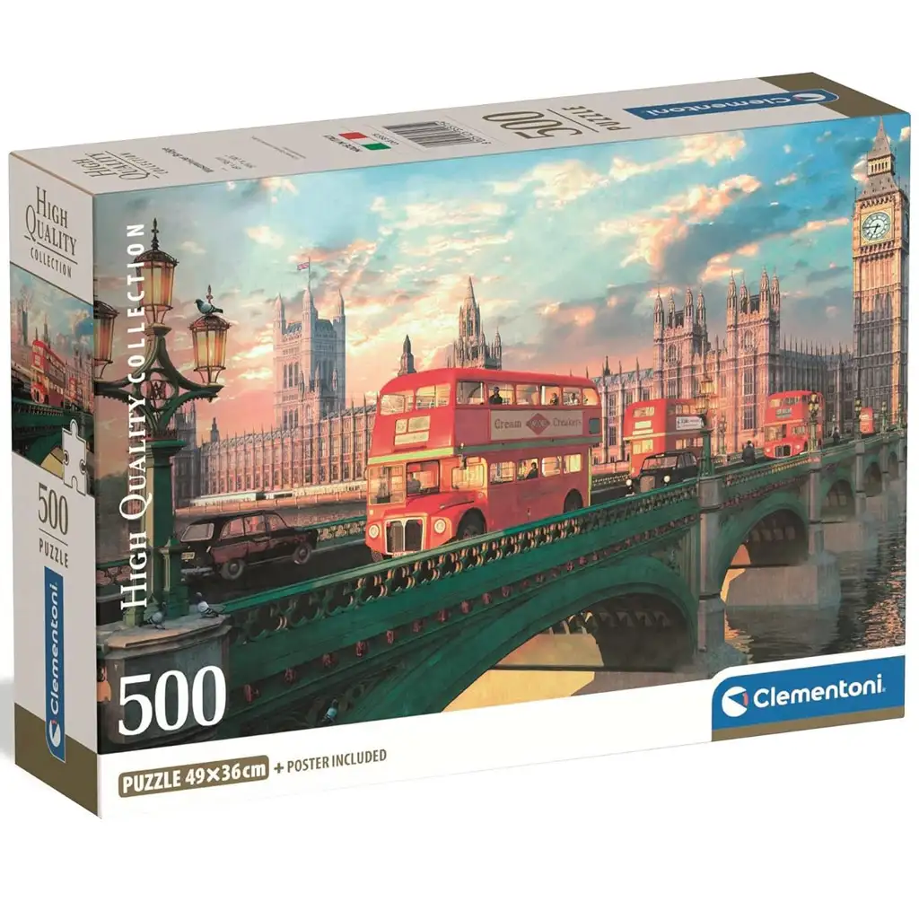 imagen de Rompecabezas compacto HQC de 500 piezas del puente de Westminster al atardecer - Clementoni 1
