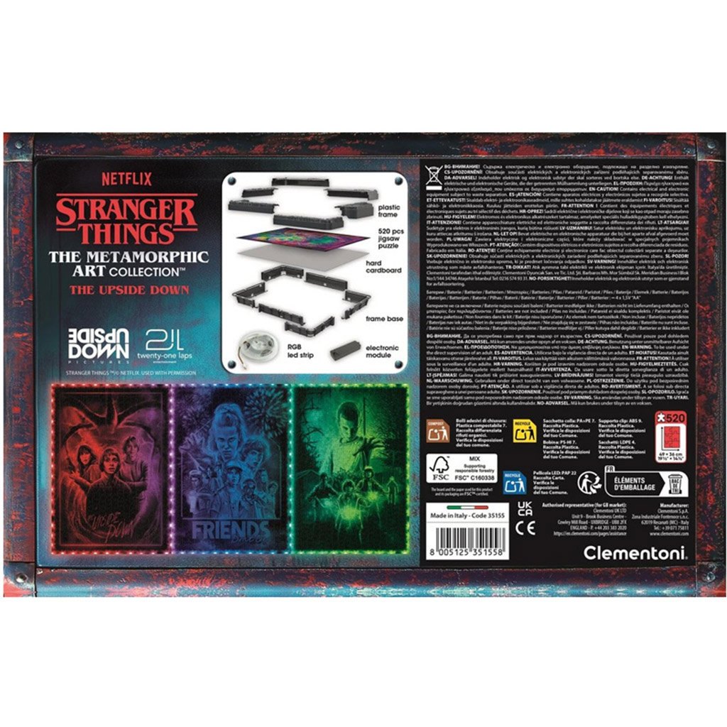 imagen de Rompecabezas de 520 piezas de Stranger Things con marco y luz LED RGB – Clementoni 3