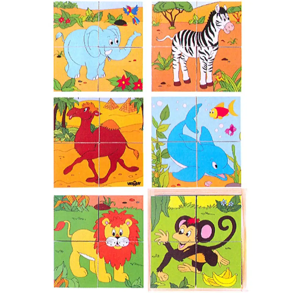 imagen de Rompecabezas de bloques de madera - Animales de safari 1