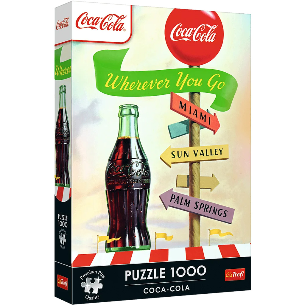 imagen de Rompecabezas de calidad Premium de 1000 piezas de Coca-Cola para cualquier lugar al que vayas - Trefl 1