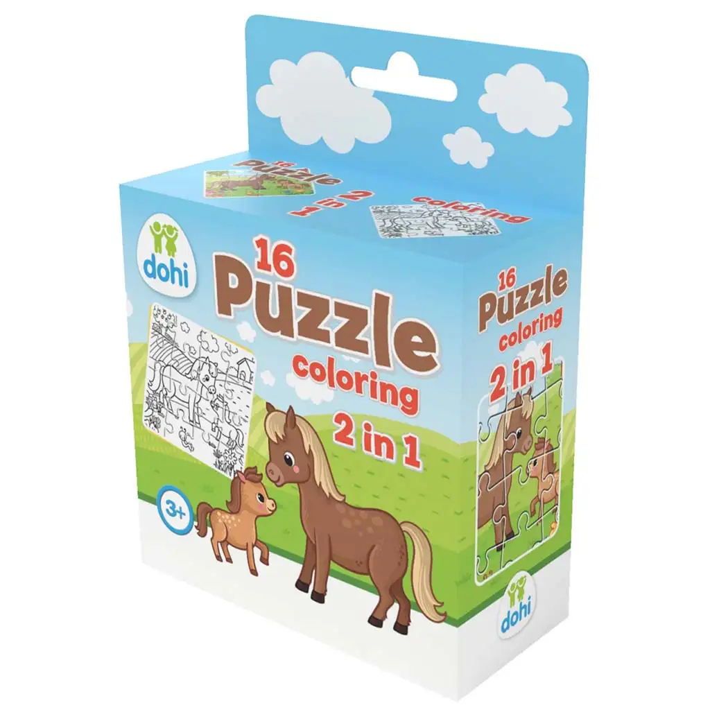imagen de Rompecabezas de Colores de 16 Piezas 2 en 1 - Pony 1