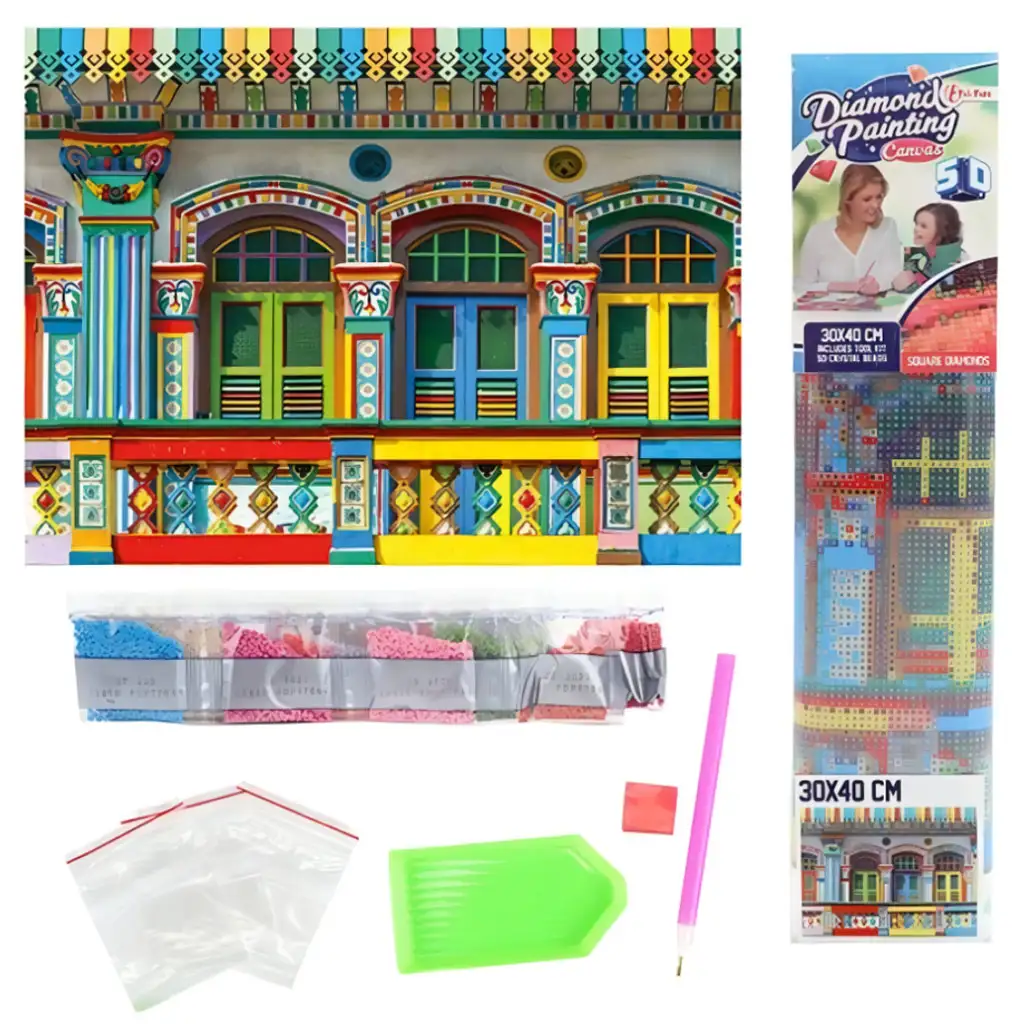 imagen de Rompecabezas de diamantes: Colores de América del Sur set de pintura de diamantes 30x40cm 2