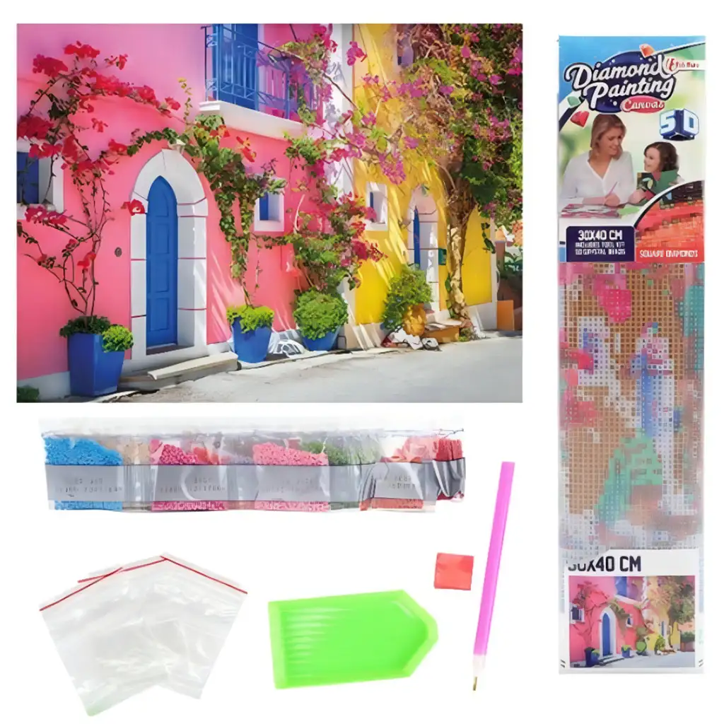 imagen de Rompecabezas de diamantes: Colores de Grecia set de pintor de diamantes 30x40cm 2