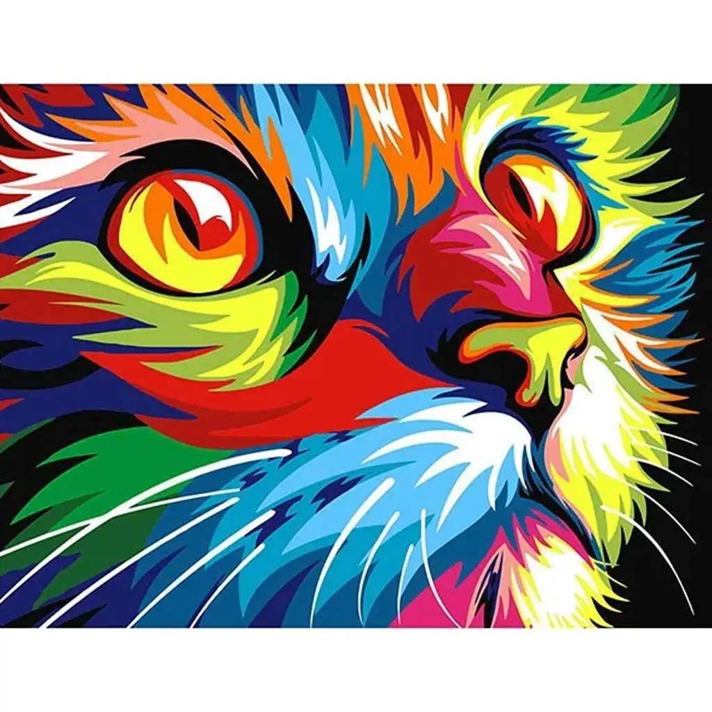 imagen de Rompecabezas de diamantes: Set de pintura de diamantes de gato colorido 1