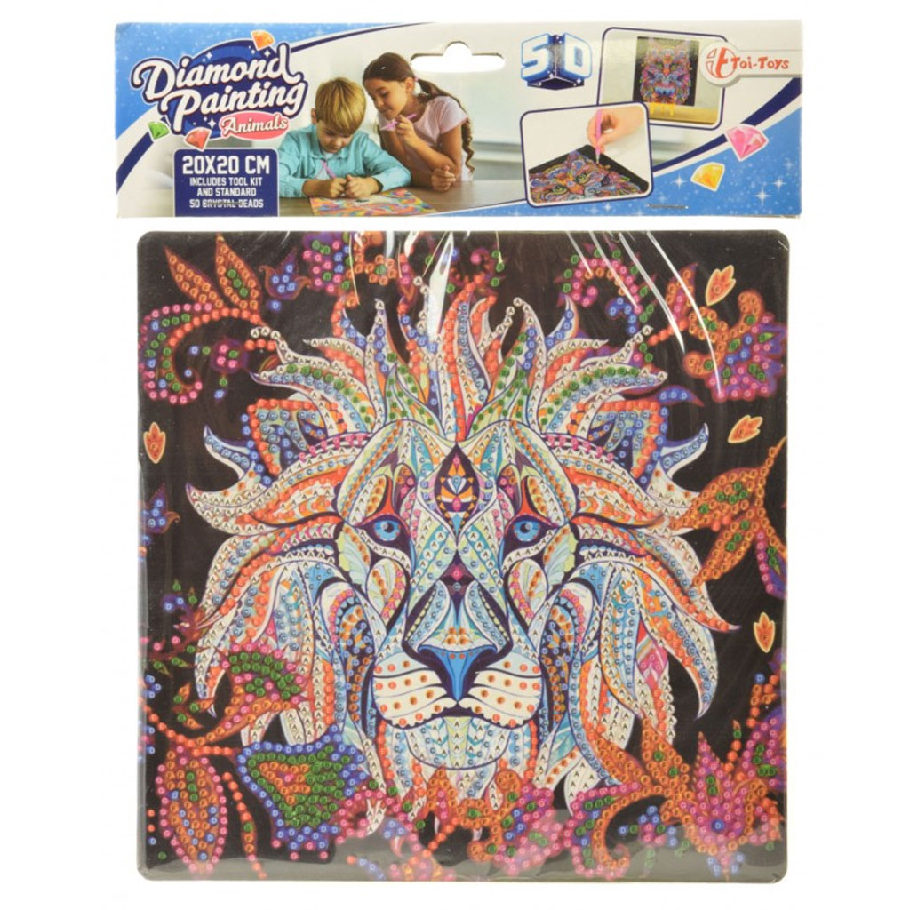 imagen de Rompecabezas de diamantes: Set de pintura de diamantes de león 20x20cm 1