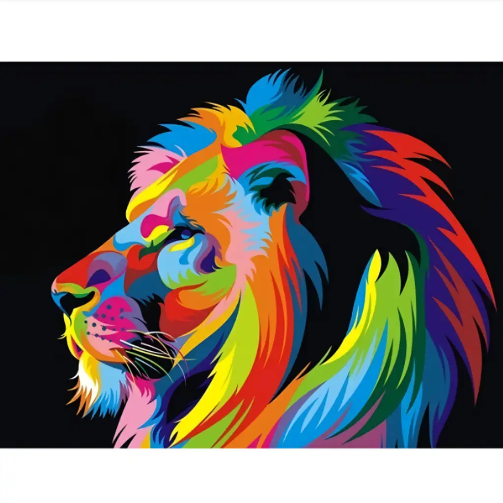 imagen de Rompecabezas de diamantes: Set de pintura de diamantes de león colorido 40x50cm 1