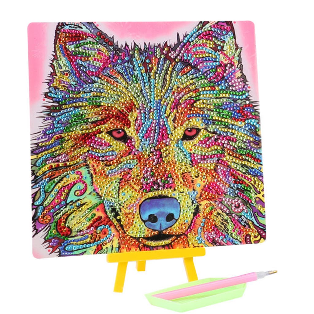 imagen de Rompecabezas de diamantes: Set de pintura de diamantes de lobo 20x20cm 1