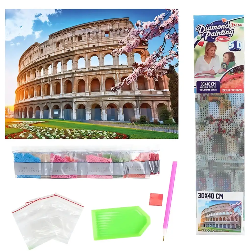 imagen de Rompecabezas de diamantes: Set de pintura de diamantes del Coliseo de Roma 30x40cm 2