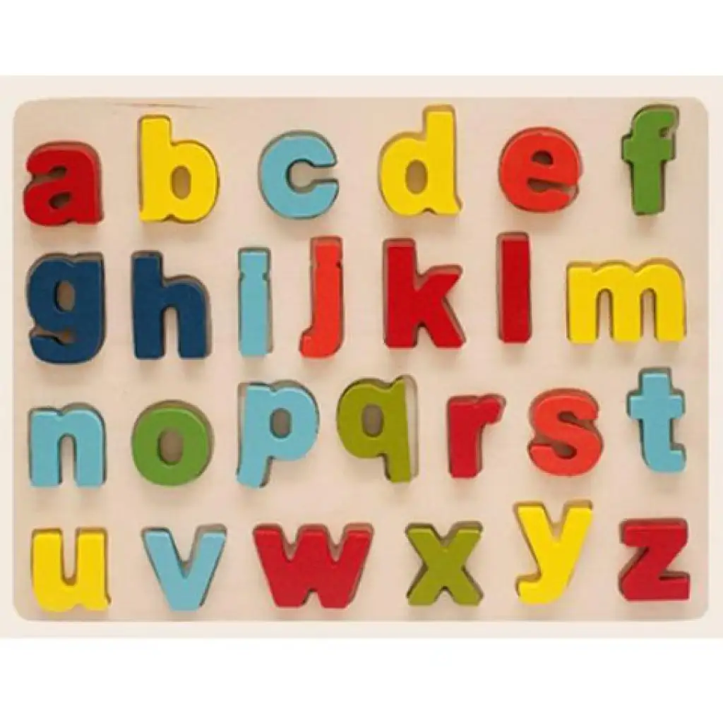 imagen de Rompecabezas de formas de madera colorido ABC con letras minúsculas 26 piezas 1