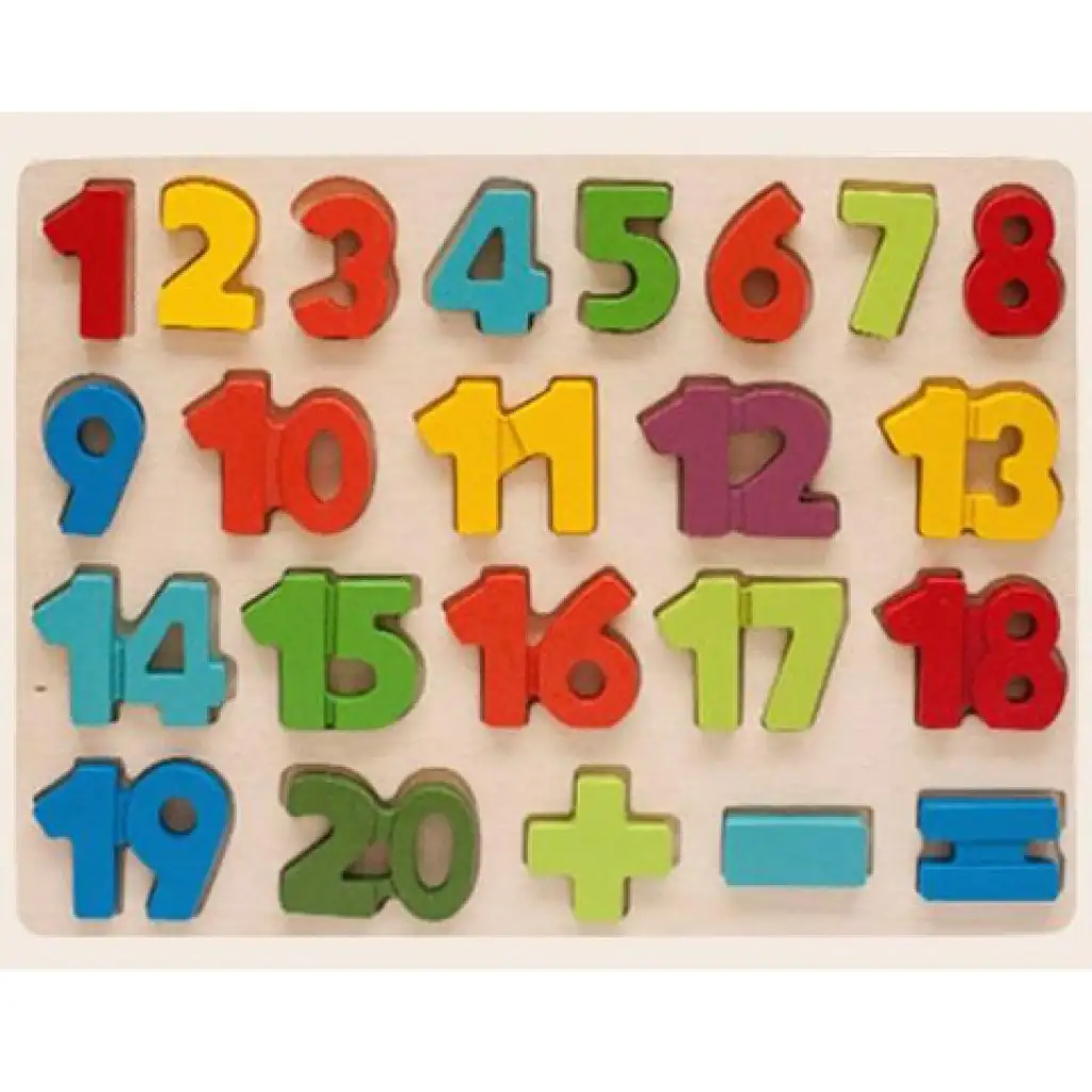 imagen de Rompecabezas de formas de madera colorido con números del 1 al 20, set de 23 piezas 1