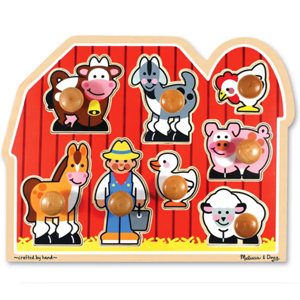 imagen de Rompecabezas de formas de madera de granja con asa - Melissa & Doug 1