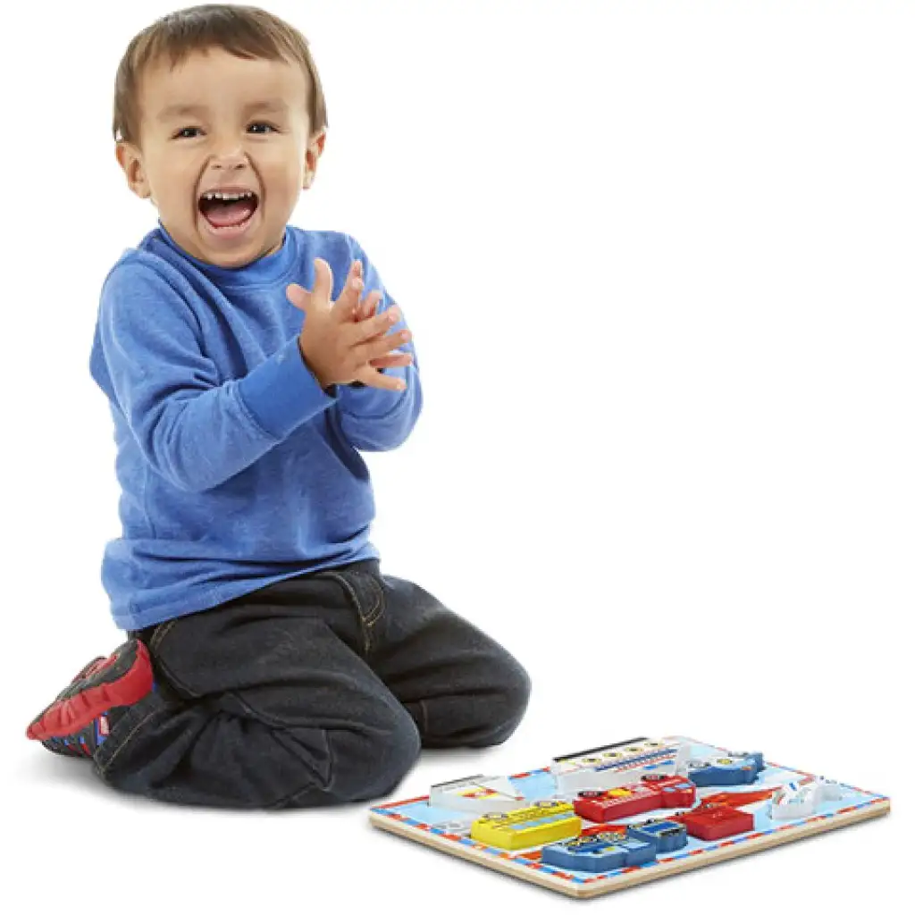 imagen de Rompecabezas de formas de madera gruesa con vehículos 9 piezas - Melissa & Doug 2