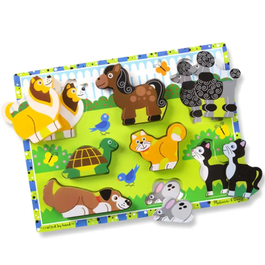 imagen de Rompecabezas de formas de madera gruesa de mascotas pequeñas 8 piezas - Melissa & Doug 1