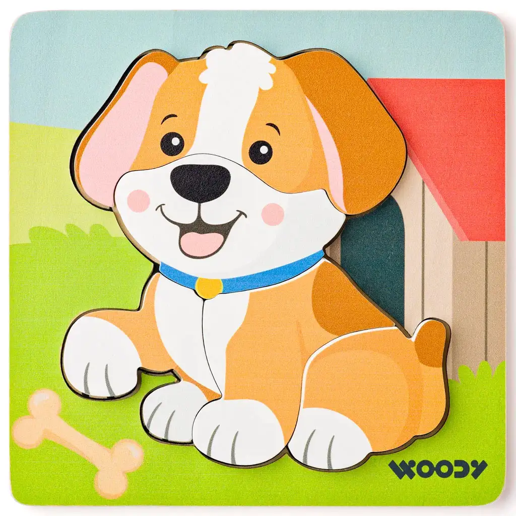 imagen de Rompecabezas de madera con perro de 5 piezas - Woodyland 1