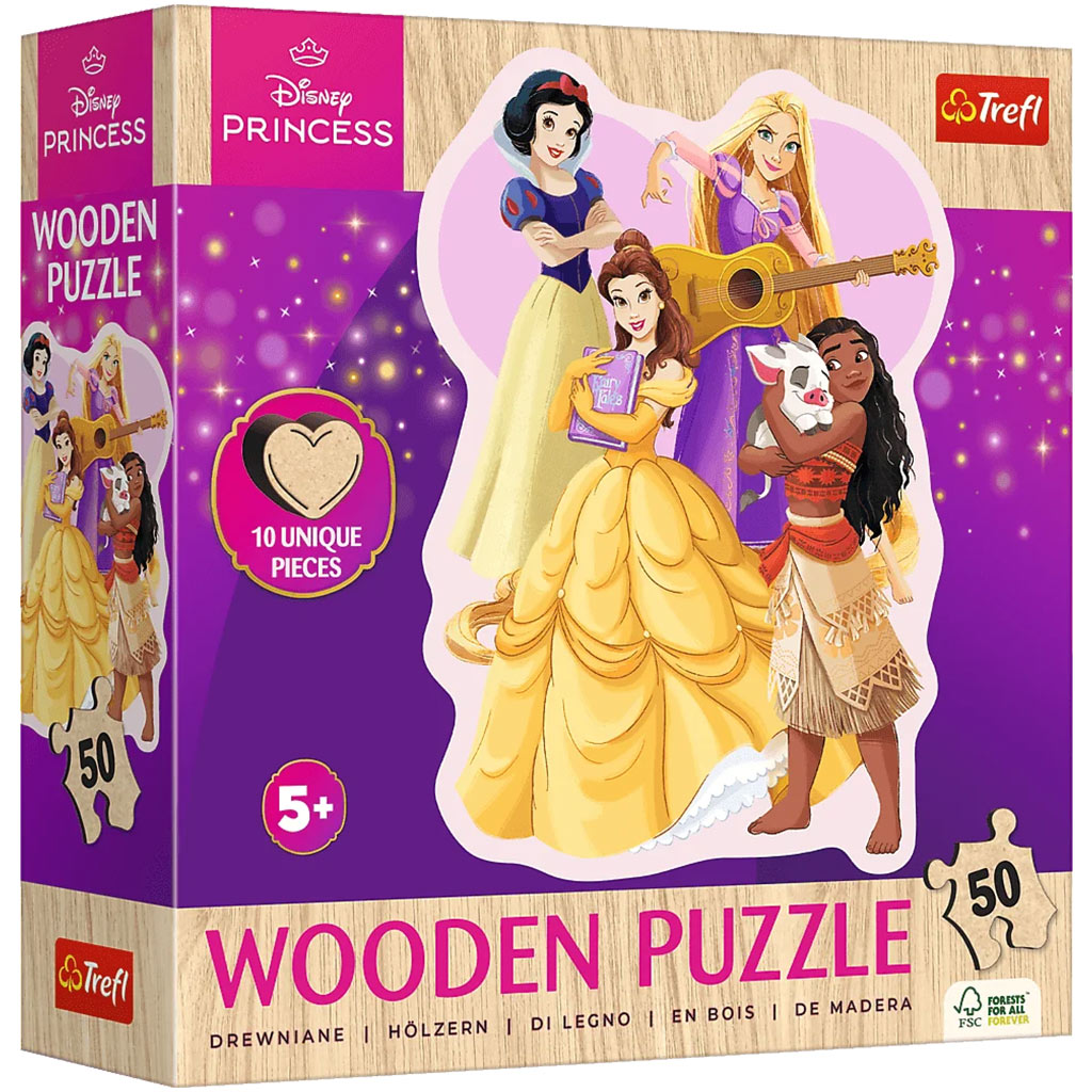 imagen de Rompecabezas de madera de 50 piezas de princesas Disney - Trefl 1
