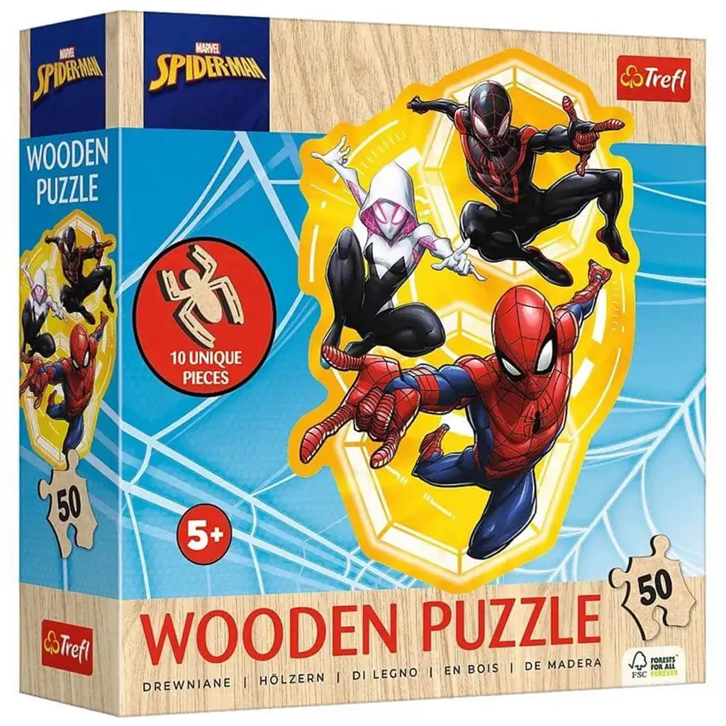 imagen de Rompecabezas de madera de 50 piezas de Spider-Man en acción - Trefl 1